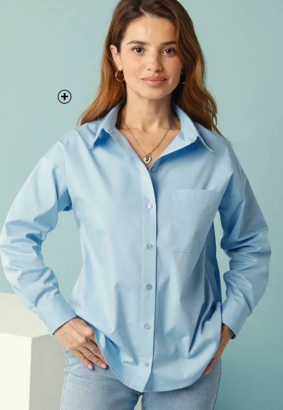 Oversized blouse voor petites in popeline met lange mouwen – elegante casual look | Blog Blancheporte