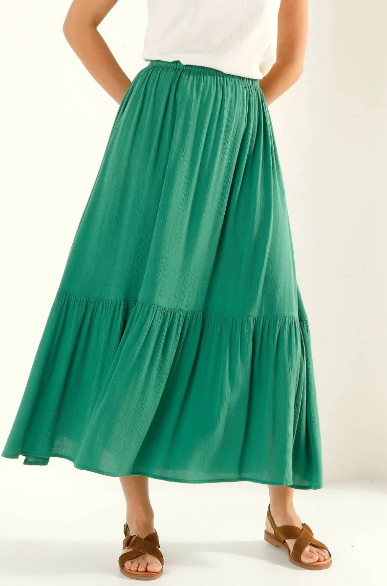 Korte rok met volants en ikatprint in terracotta, crêpe viscose - Blancheporte Blog