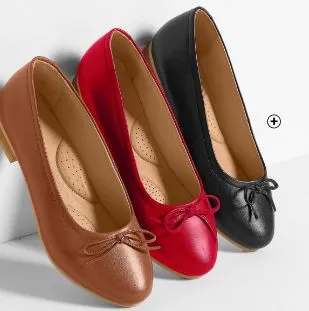 Ballerina's voor dames in rood, bruin en zwart, goedkoop| Blancheporte