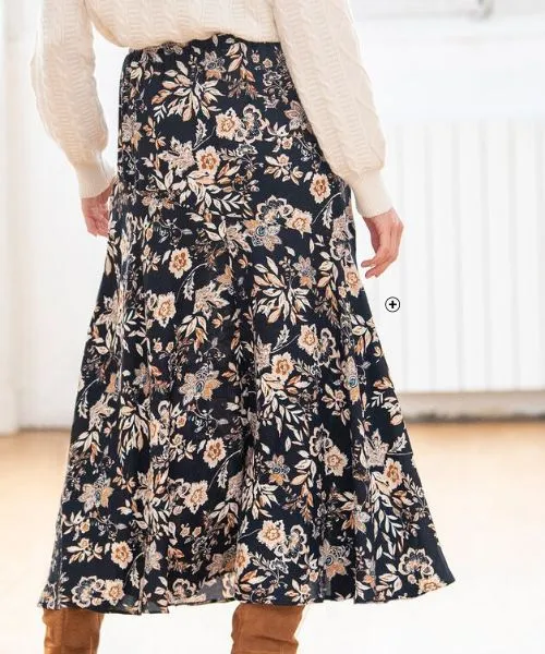 Lange rok voor dames met bloemenprint in marineblauw, goedkoop | Blancheporte