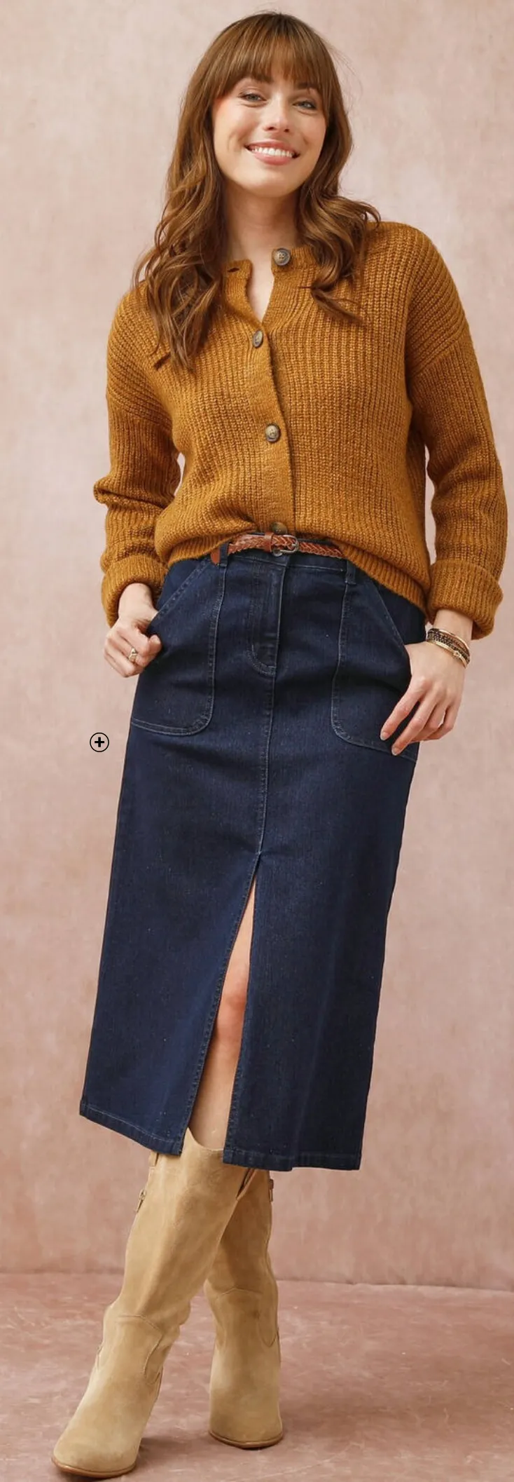 Midi-rok met split in soepel denim, vrouwelijk en voorzien van talrijke trendy details – Blog Blancheporte