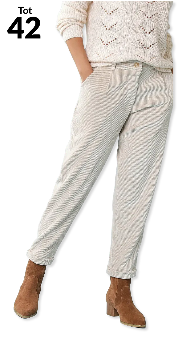 Ecru 7/8-fluwelen broek, speciaal voor kleine lengtes – Blog Blancheporte