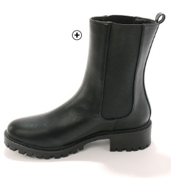 Boots montantes femme élastiquées à large semelle crantée noir pas cher | Blancheporte