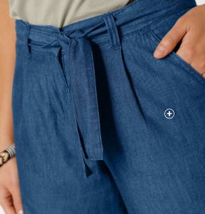 Pantalon femme large ceinturé en denim léger bleu stone pas cher | Blancheporte