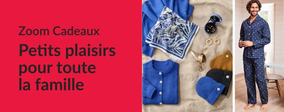 Idées de cadeaux Noël pour tous : vêtements femme, homme, enfants, maison