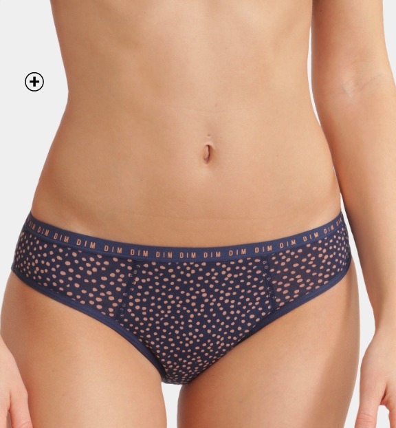Culotte menstruelle coton bio imprimé pois Culotte menstruelle femme en coton bio imprimé pois bleu pas cher | Blancheporte