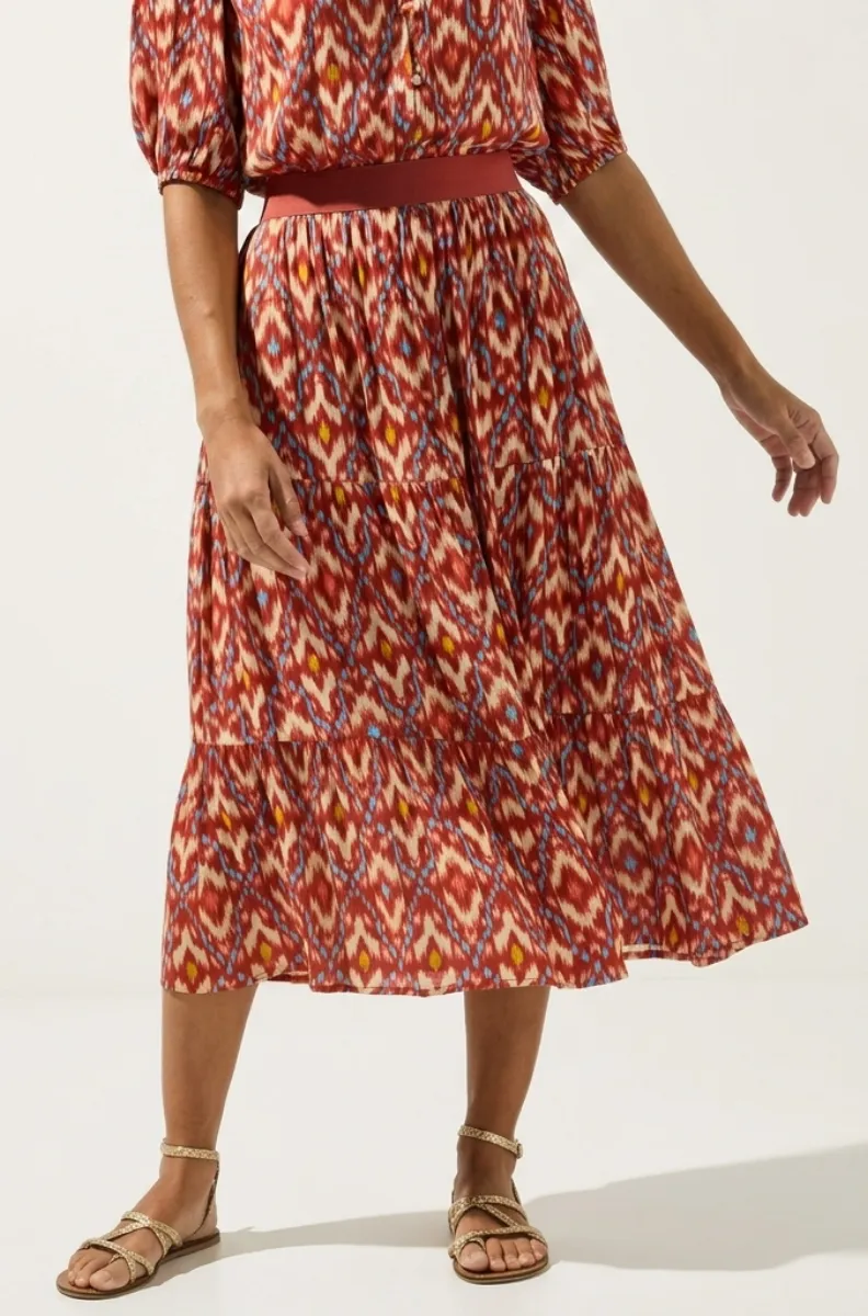 Lange rok in crêpe in groen, onderrokvolume, EcoVero-viscose - Blancheporte Blog