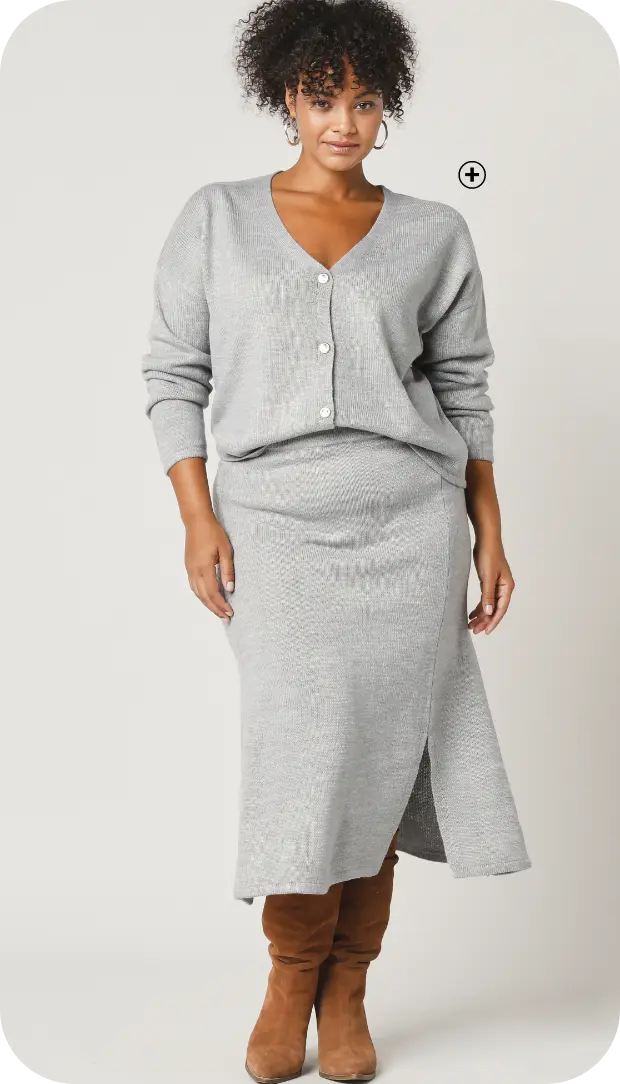Jupe midi évasée en tricot, offrant confort et féminité, idéale pour femme ronde | Blancheporte