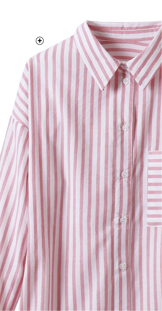 Oversized hemd in wit met blauwe strepen, elegant en makkelijk om te dragen | Blancheporte