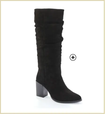 Bottes plissées à talon en croûte de cuir pour mollets larges, look élégant et raffiné, marque Blancheporte