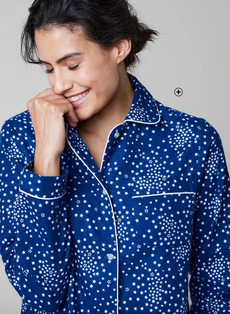 Pyjama voor dames in flanel met sterrenprint, zacht en warm voor winternachten | Blancheporte