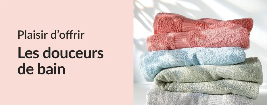 Découvrez notre sélection de linge de bain : peignoirs, serviettes...