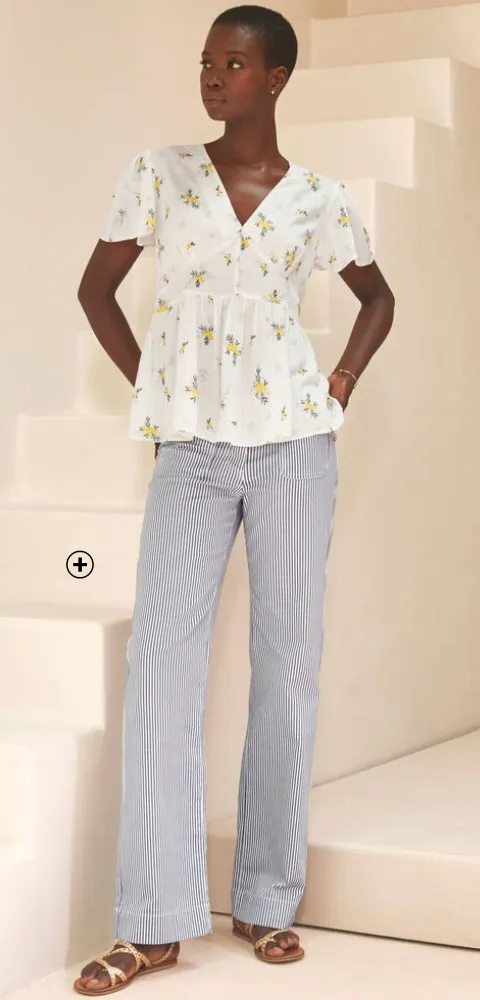 Pantalon large à rayures bleues et blanches - Blog Blancheporte