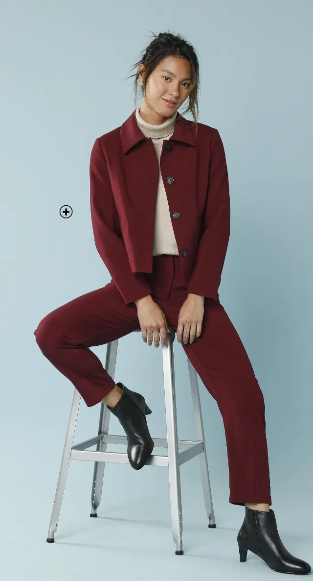 Veste blazer courte unie – comment s’habiller quand on est petite | Blancheporte