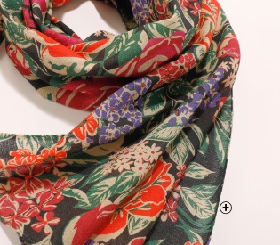 Foulard rectangulaire femme imprimé grosses fleurs 198x38cm en coton bio noir taille unique pas cher | Blancheporte
