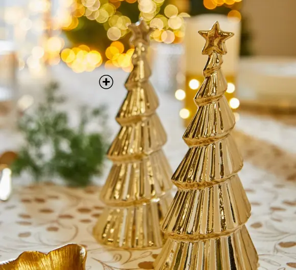 Lot de 2 sapins dorés, décorations de table festives pour les tendances hiver 2024 | Blancheporte