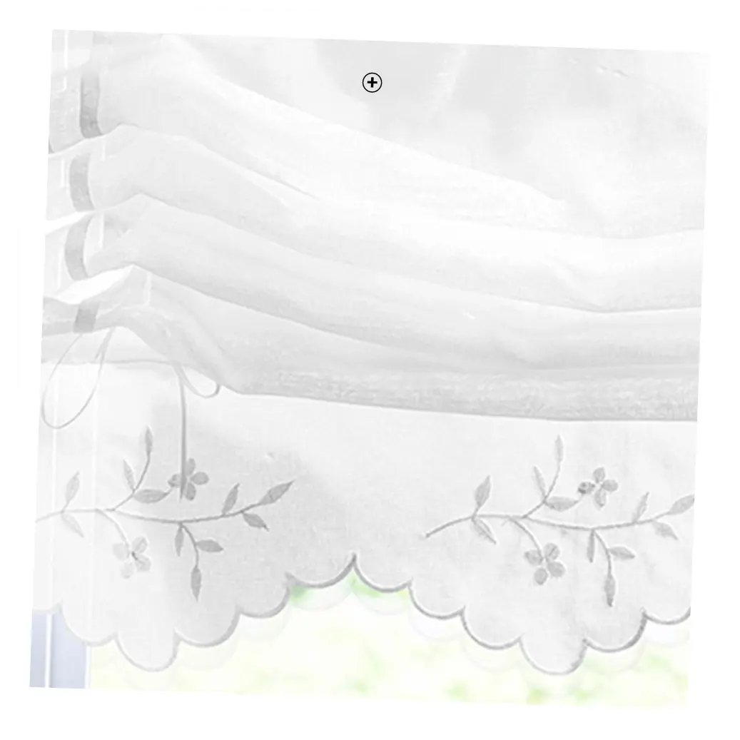 Glasgordijn in wit met borduursel en zoom voor gordijnroede, goedkoop | Blancheporte