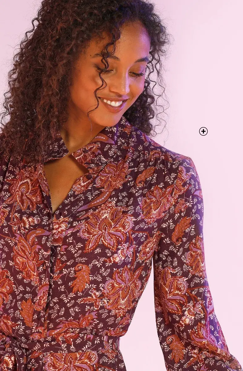 Robe longue boutonnée évasée pour femme à manches longues rouge pas cher | Blancheporte