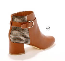 Boots femme bi-matière motif pied-de-poule à boucle marron pas cher | Blancheporte