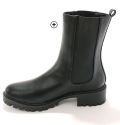 Hoge, zwarte boots voor dames met elastieken en brede, gekartelde zool, goedkoop | Blancheporte