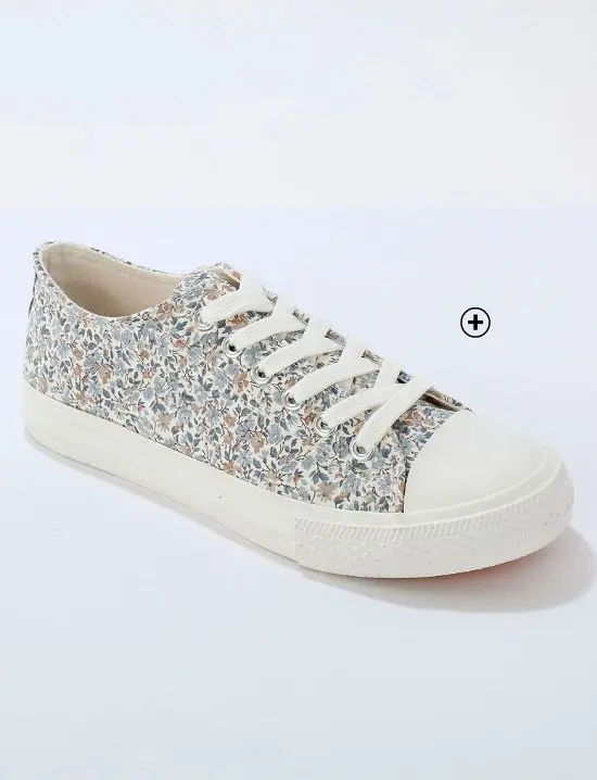 Sneakers voor dames in canvas met veters en bloemenprint, goedkoop | Blancheporte