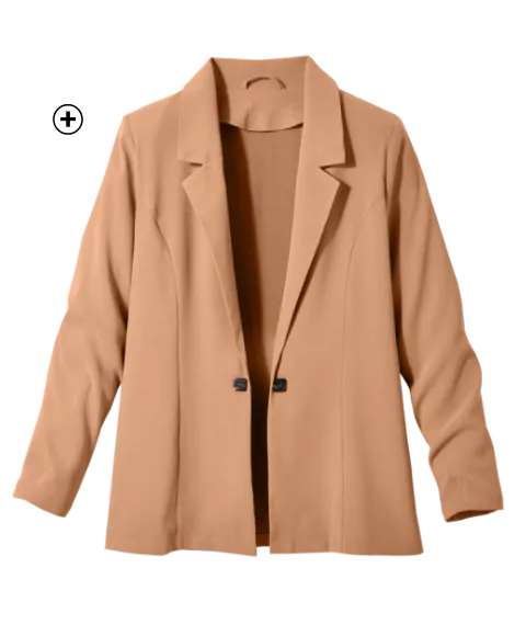 Veste blazer femme manches longues fluide marron pas cher | Blancheporte