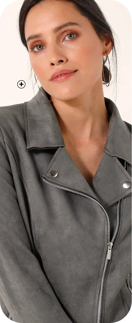 Jack met rits en tailleurscollet in suède, modern en gestructureerd met een lange jurk | Blancheporte