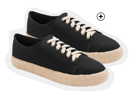 Zwarte sneakers voor dames met platformzool in koord, goedkoop | Blancheporte