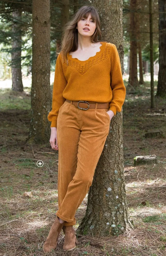7/8-broek voor dames in bruin fluweel, goedkoop | Blancheporte