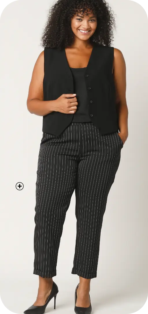 Pantalon 7/8ème fuselé à rayures, parfait pour affiner la silhouette et offrir un look tendance grande taille | Blancheporte