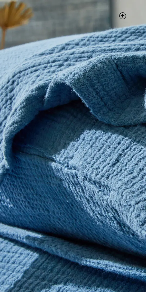 Bedset in blauwe tetrastof, tijdloos en chic | Blancheporte