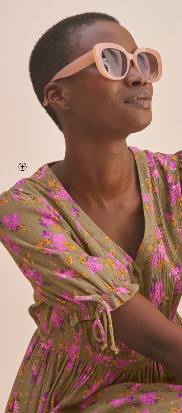 Robe imprimée verte à manches courtes en crépon - Blog Blancheporte