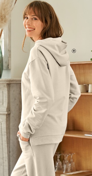 Beige damessweater met kap, loose model en lange mouwen, goedkoop - Blancheporte