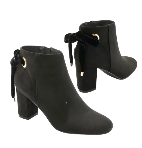 Boots à talon en velours avec nœud, touche élégante pour compléter une tenue automnale | Blancheporte