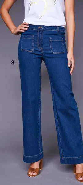 Wijde, rechte jeans voor dames met hoge taille speciaal voor kleine lengtes, goedkoop | Blancheporte