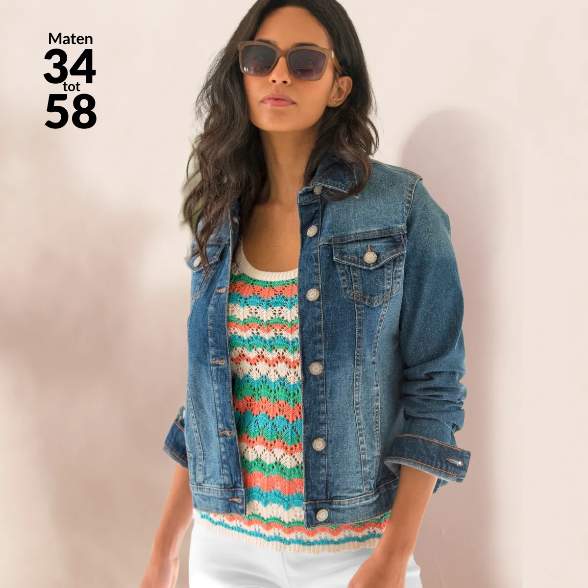 Knopen spijkerjack, rechte pasvorm, denim katoen, kleur stone blue, lange mouwen - Blog Blancheporte