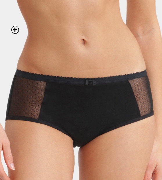 Shorty menstruel lavable en coton bio Dim® Protect Shorty menstruel femme lavable flux abondant en coton bio Dim® Protect noir pas cher | Blancheporte