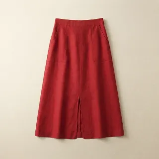 Lange soepelvallende rok met split, viscose/linnen in rozenhout, trapezemodel - Blancheporte Blog