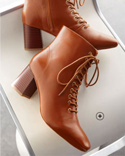 Bottines met veters en hak - karamel Hoge, bruine damesbottines met hak, veters en rits, goedkoop - Blancheporte