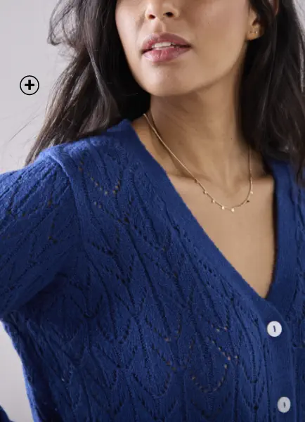 Gilet en maille ajourée, parfait pour un look cosy dans les couleurs tendances de l'automne hiver 2024 - Blancheporte