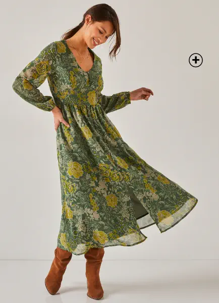 Robe évasée imprimée en voile spéciale petites, idéale pour adopter les couleurs tendances automne hiver 2024 - Blancheporte
