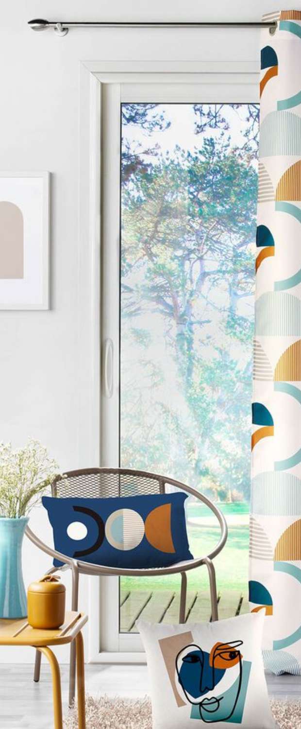 Coussin rectangulaire déco bleu formes géométriques pas cher | Blancheporte