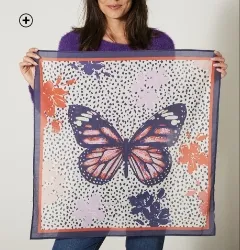 Foulard femme made in France imprimé papillons 70x70cm pas cher | Blancheporte