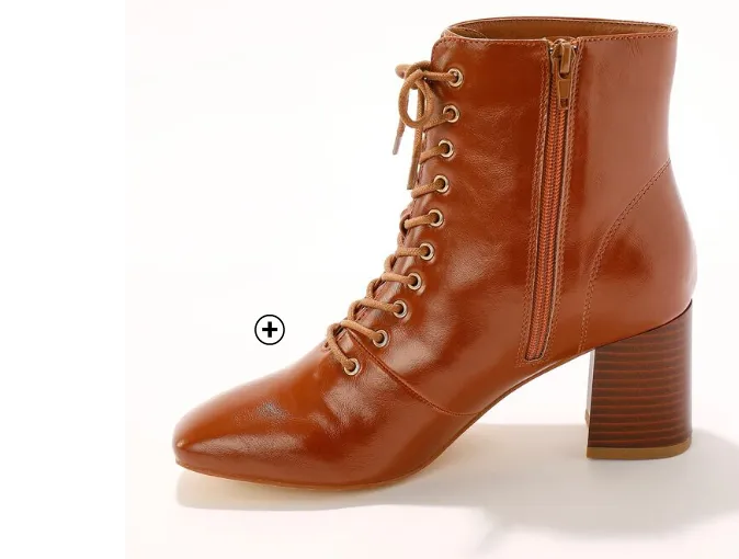 Bottines voor dames met veters en hak in bruin, goedkoop | Blancheporte