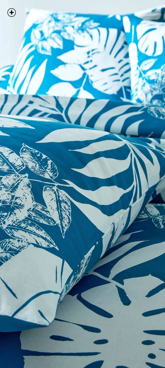 Linge de lit Paddy imprimé feuillage en coton, idéal pour une chambre tendance printemps été 2025 | Blancheporte