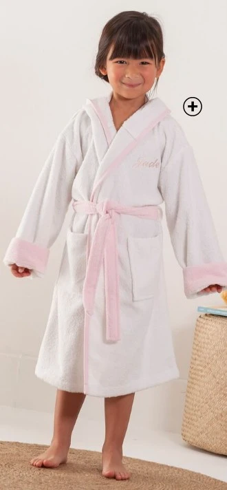 Peignoir de bain enfant licorne personnalisable en coton Oeko-Tex® blanc rose pas cher | Blancheporte