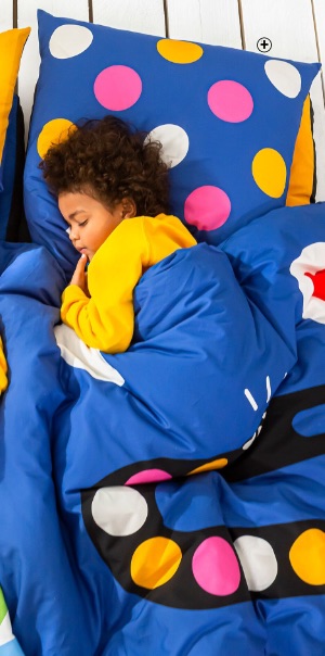 1-persoons bedlinnen voor kids met slangenmotief in blauw katoen, goedkoop | Collectie Blancheporte x LEM