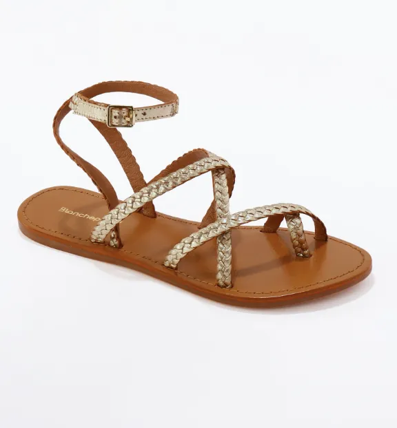 Sandales plates tressées en cuir marron, style bohème- Blog Blancheporte
