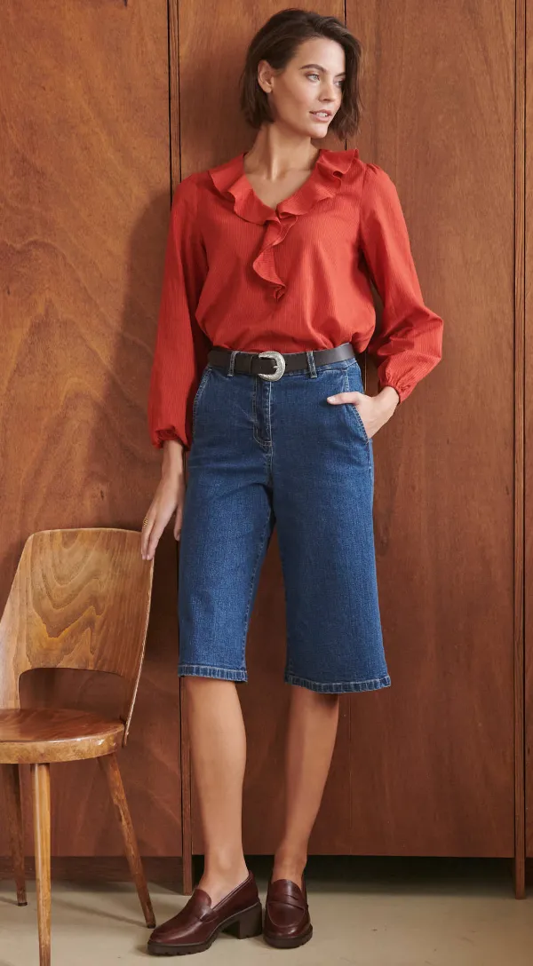 Bermuda en jean coupe droite large - Blog Blancheporte