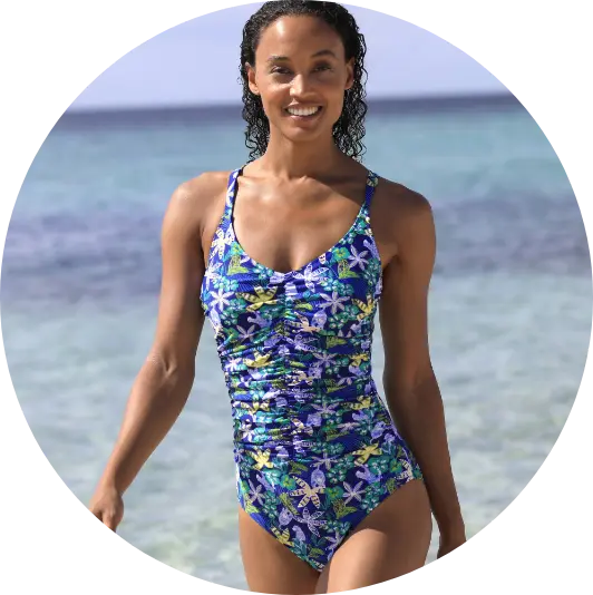 Maillot de bain une pièce imprimé sculptant Naga pour une silhouette galbée et bien choisir sa taille et sa forme de maillot de bain | Blancheporte